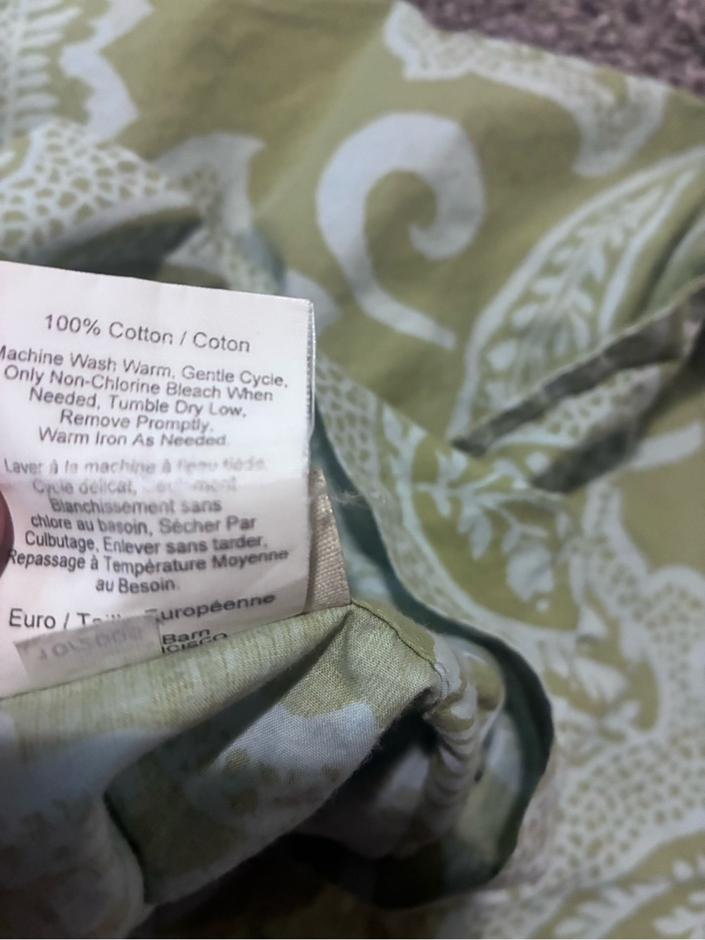 3 Piece Pottery Barn Duvet Set Green Paisley King Boho Vintage - Picture 11 of 11